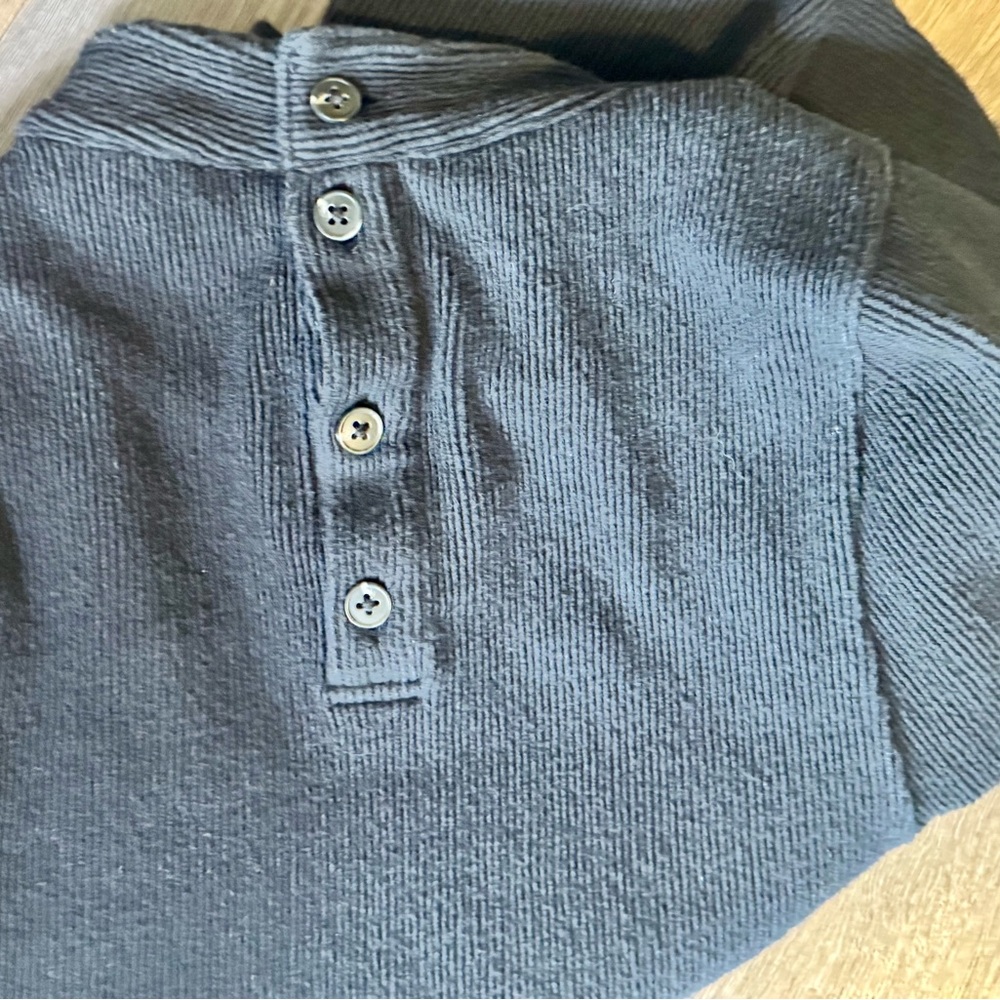 Texture & Thread Button-Back Mockneck Top Black - image 5